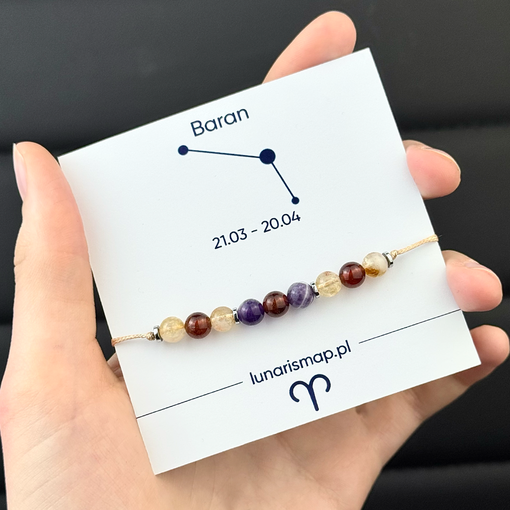 BARAN Bransoletka zodiakalna Granat Ametyst Cytryn